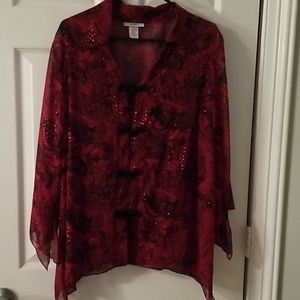 Sheer Blouse w/Black Camisole